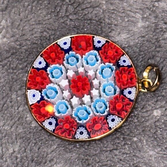 Murano Millefiori Glass Flower Pendant - Picture 3 of 5